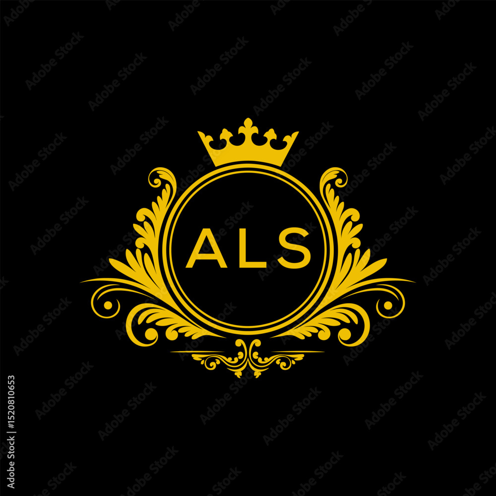 Naklejka premium Initial ALS Letter Linked Logo for business and company identity. Modern ALS Letter Logo Vector Template with modern trendy golden logo. 