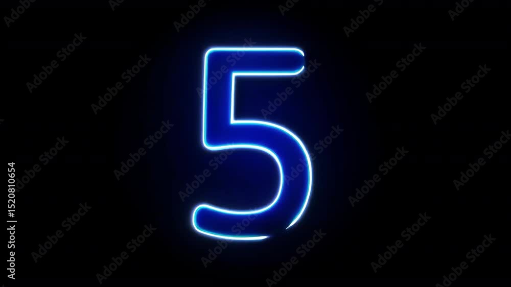 Stylish glowing blue number five animation Stylish glowing blue number five animation