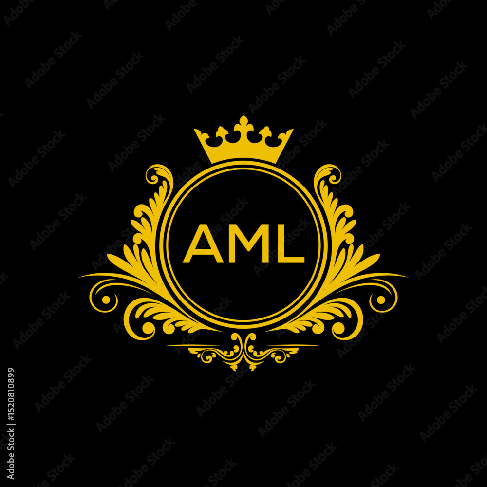 Fototapeta premium Initial AML Letter Linked Logo for business and company identity. Modern AML Letter Logo Vector Template with modern trendy golden logo. 