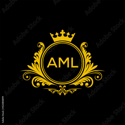 Initial AML Letter Linked Logo for business and company identity. Modern AML Letter Logo Vector Template with modern trendy golden logo.
