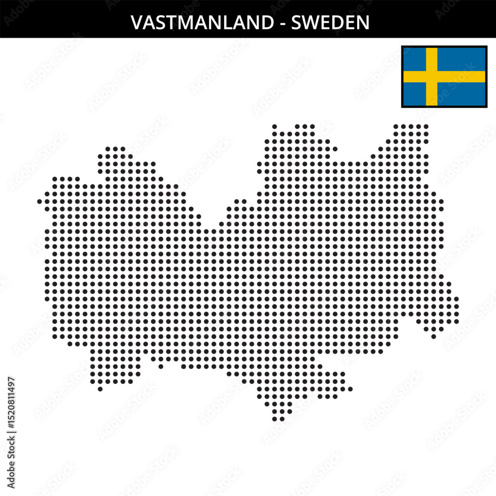 Fototapeta premium Medium dots map of vastmanland in Sweden