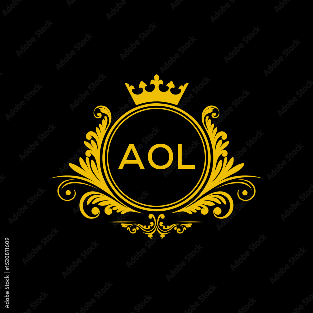 Naklejka premium Initial AOL Letter Linked Logo for business and company identity. Modern AOL Letter Logo Vector Template with modern trendy golden logo. 