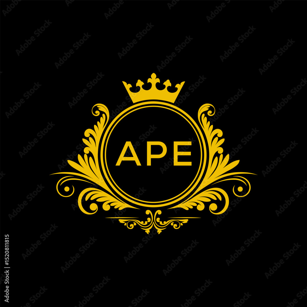 Naklejka premium Initial APE Letter Linked Logo for business and company identity. Modern APE Letter Logo Vector Template with modern trendy golden logo.