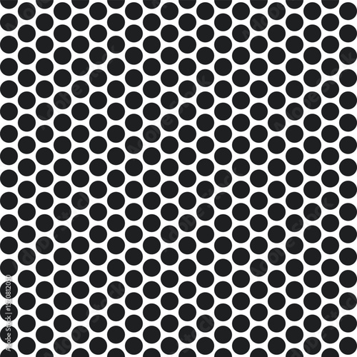 Metal micro mesh seamless pattern. Iron plate with round holes. Perforated metal texture. Dotted seamless pattern. Peg board sheet. Speaker screen grid background. Vector design illustration.