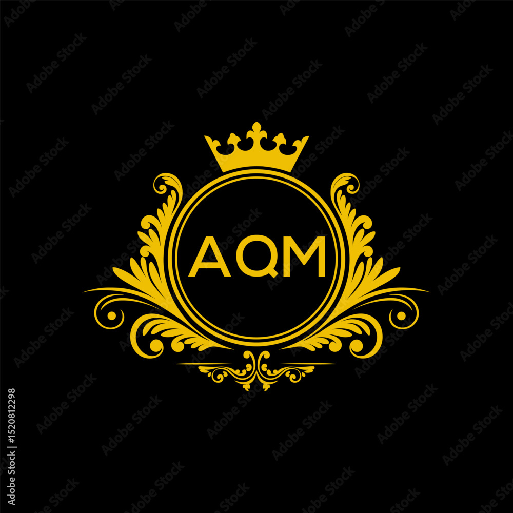 Naklejka premium Initial AQM Letter Linked Logo for business and company identity. Modern AQM Letter Logo Vector Template with modern trendy golden logo. 