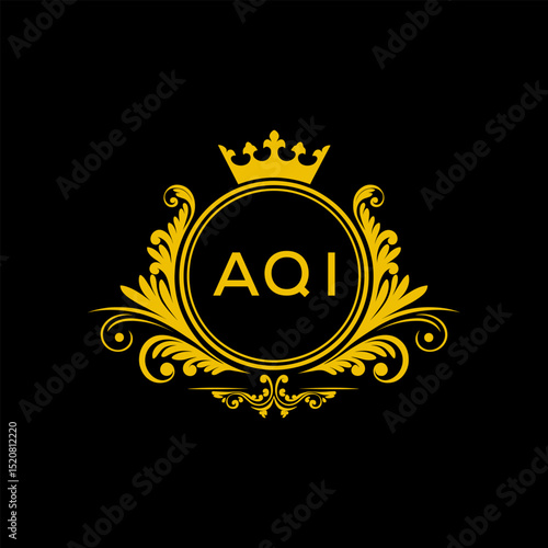 Initial AQI Letter Linked Logo for business and company identity. Modern AQI Letter Logo Vector Template with modern trendy golden logo.
