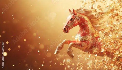 luxury red and gold chinese horse new year background,  2026 new year 