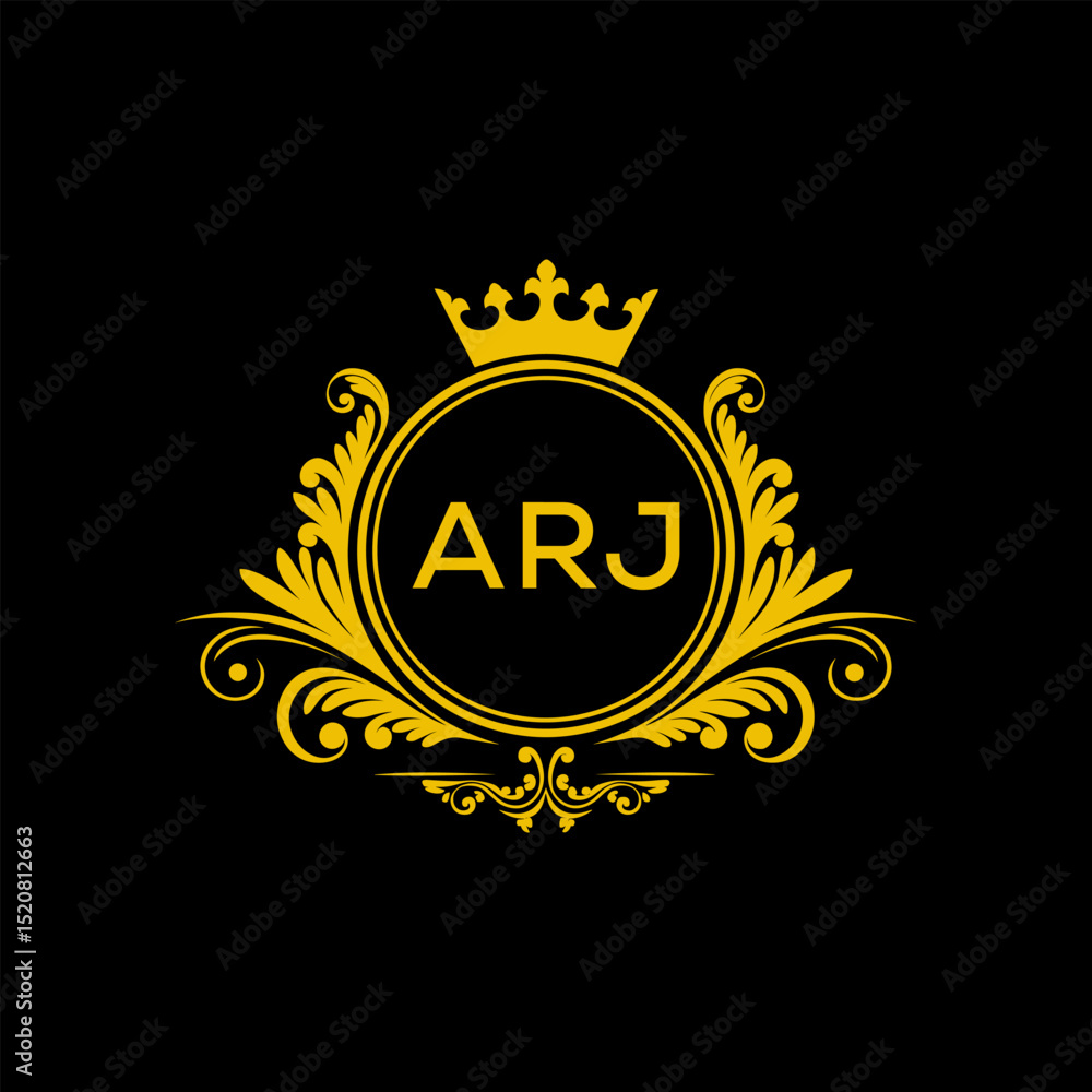 Fototapeta premium Initial ARJ Letter Linked Logo for business and company identity. Modern ARJ Letter Logo Vector Template with modern trendy golden logo. 