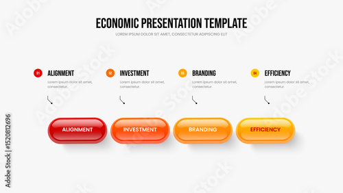 Service Innovation Four Element Diagram Slideshow Layout. Professional Introduction 4 Option Infographic Slide Template. Visual Performance Frame Design Vector Illustration.