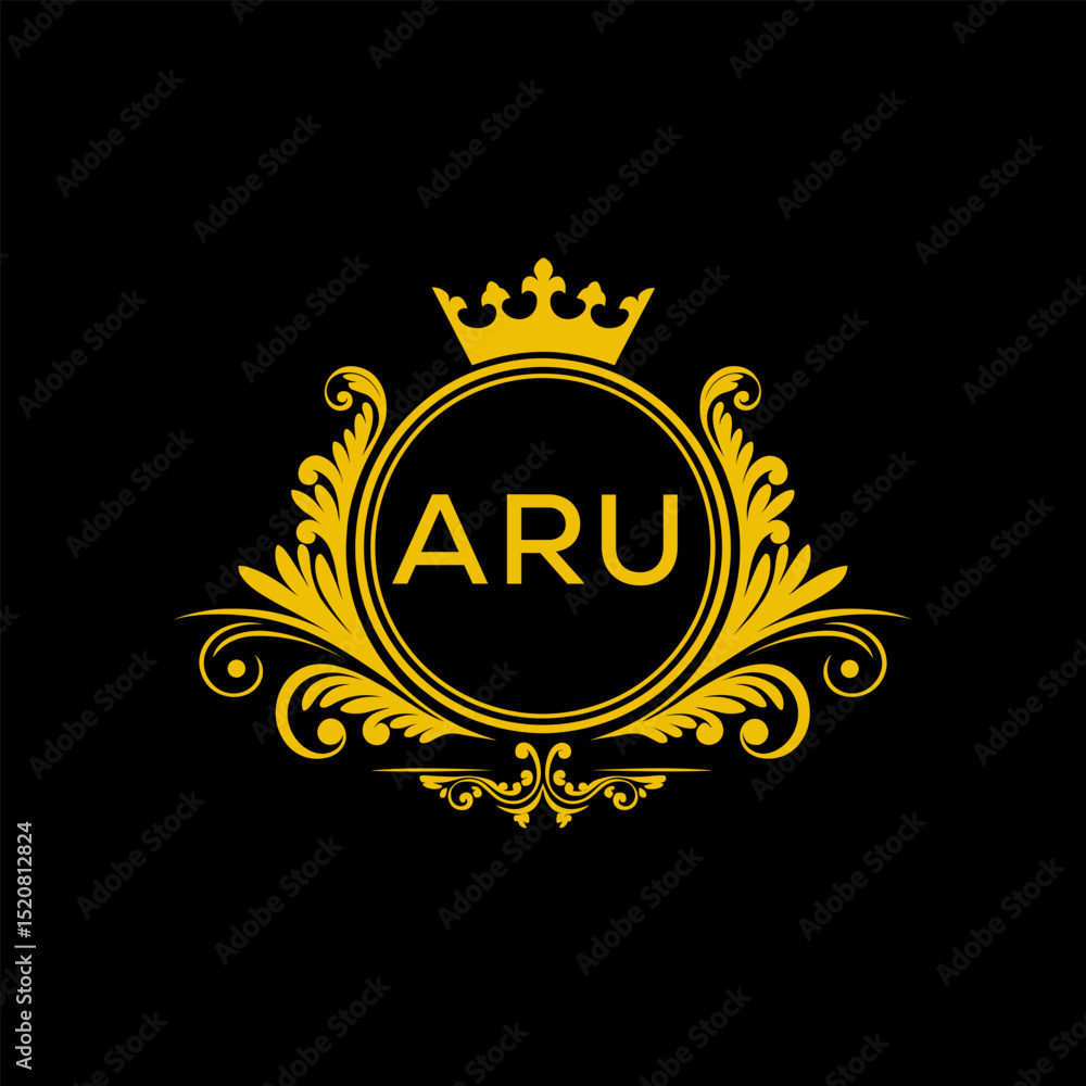 Naklejka premium Initial ARU Letter Linked Logo for business and company identity. Modern ARU Letter Logo Vector Template with modern trendy golden logo.