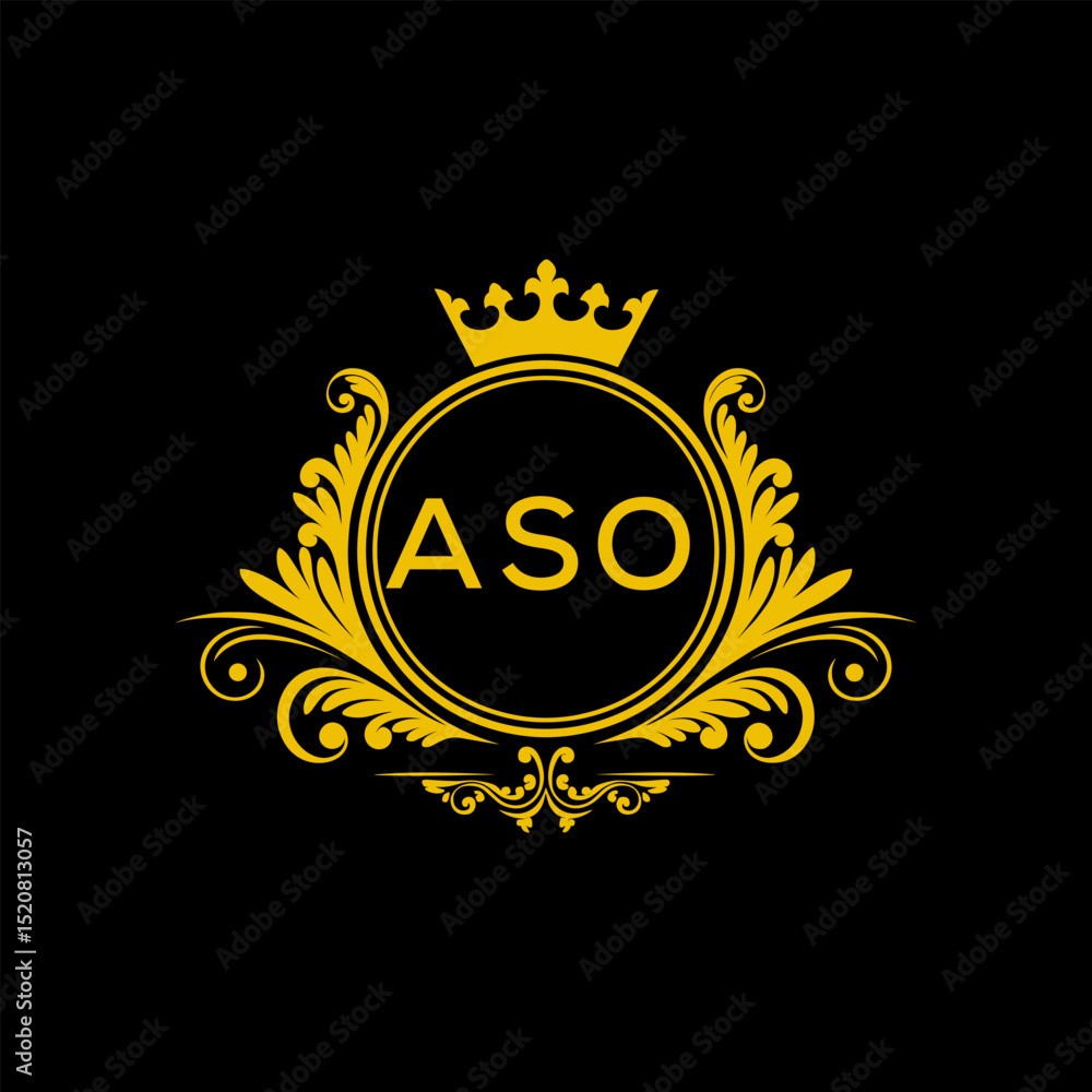 Naklejka premium Initial ASO Letter Linked Logo for business and company identity. Modern ASO Letter Logo Vector Template with modern trendy golden logo. 