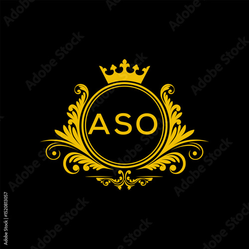 Initial ASO Letter Linked Logo for business and company identity. Modern ASO Letter Logo Vector Template with modern trendy golden logo.
