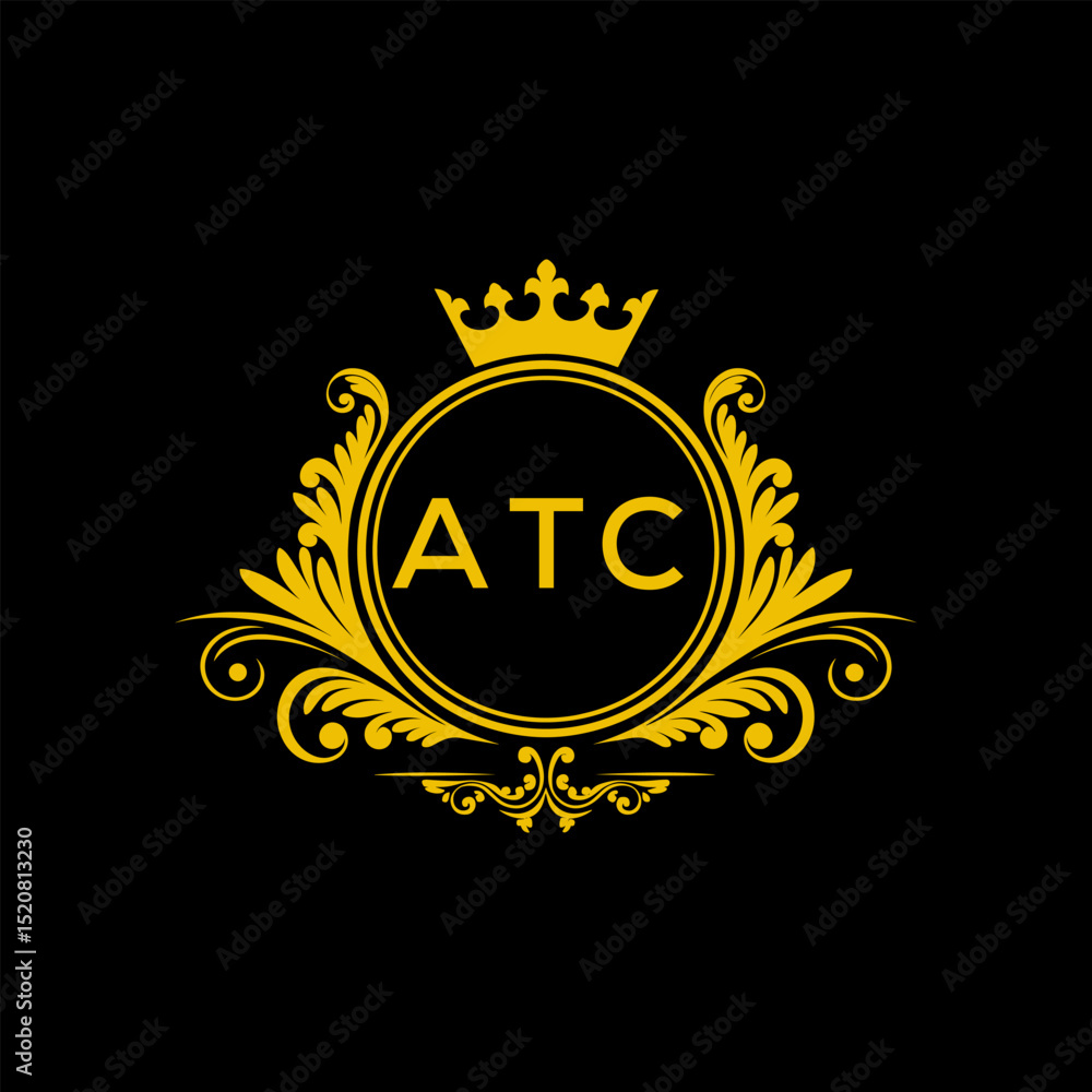 Fototapeta premium Initial ATC Letter Linked Logo for business and company identity. Modern ATC Letter Logo Vector Template with modern trendy golden logo.