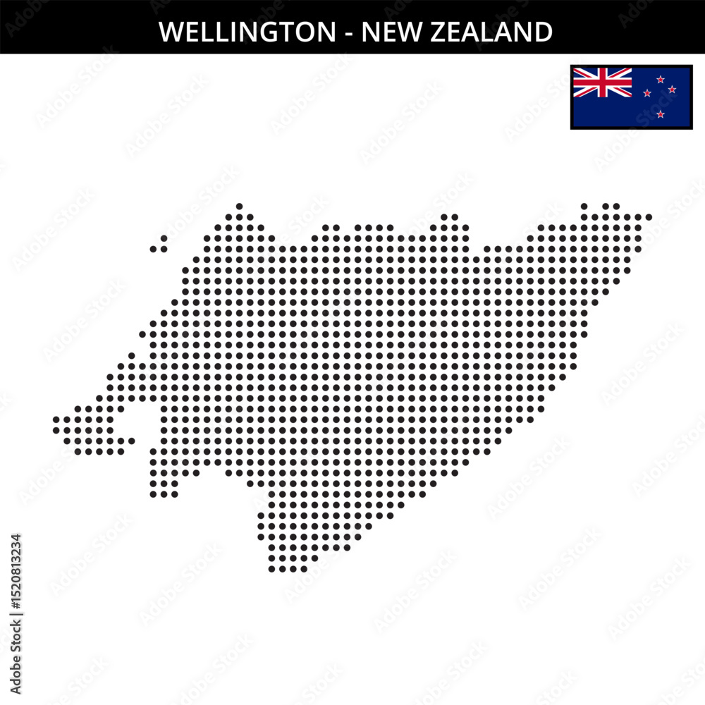 Fototapeta premium Medium dots map of wellington in New Zealand