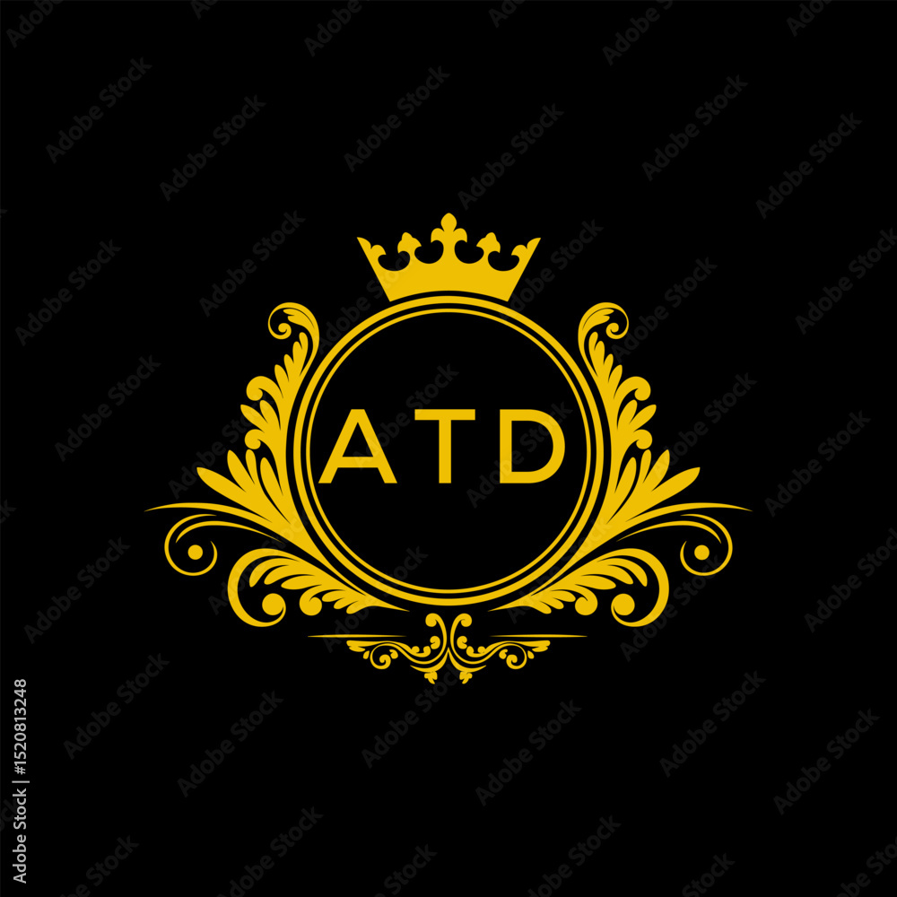 Naklejka premium Initial ATD Letter Linked Logo for business and company identity. Modern ATD Letter Logo Vector Template with modern trendy golden logo. 
