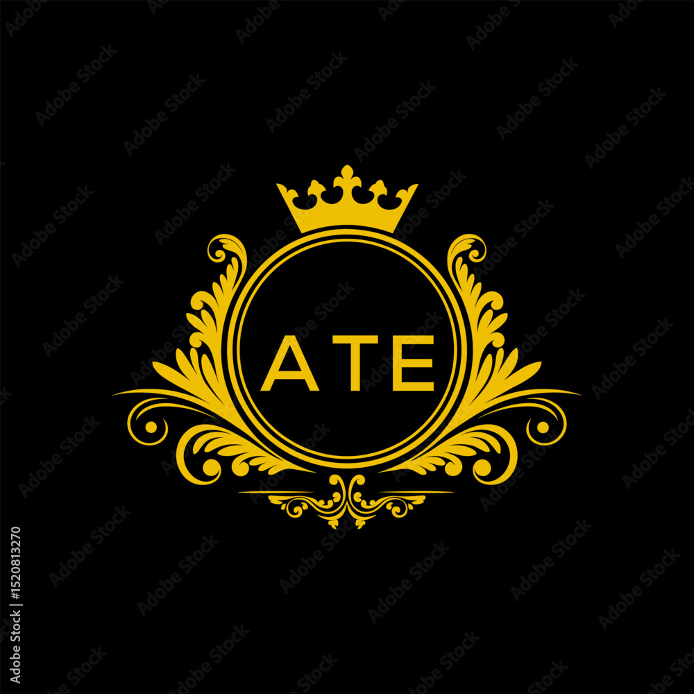 Fototapeta premium Initial ATE Letter Linked Logo for business and company identity. Modern ATE Letter Logo Vector Template with modern trendy golden logo. 
