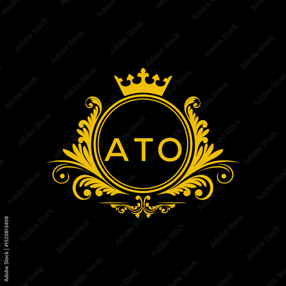 Naklejka premium Initial ATO Letter Linked Logo for business and company identity. Modern ATO Letter Logo Vector Template with modern trendy golden logo. 