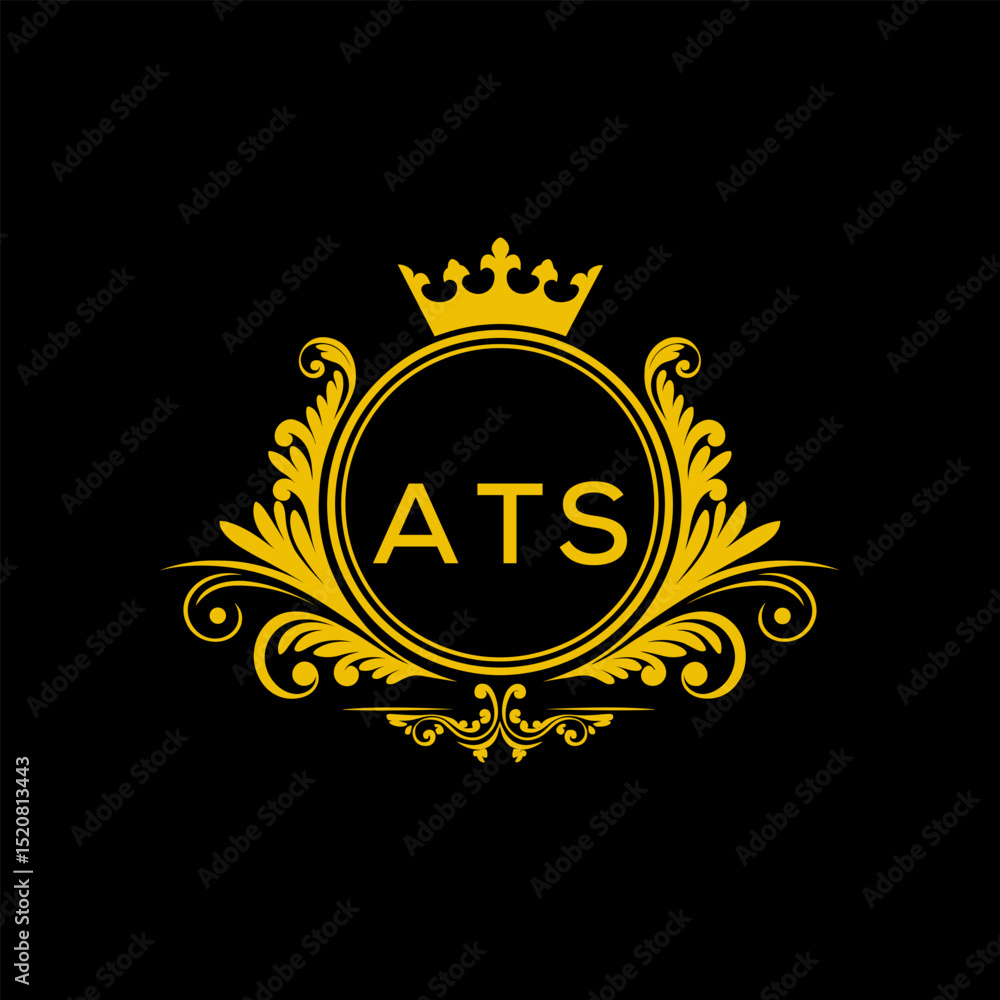 Fototapeta premium Initial ATS Letter Linked Logo for business and company identity. Modern ATS Letter Logo Vector Template with modern trendy golden logo. 