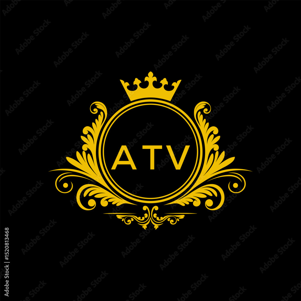 Fototapeta premium Initial ATV Letter Linked Logo for business and company identity. Modern ATV Letter Logo Vector Template with modern trendy golden logo. 
