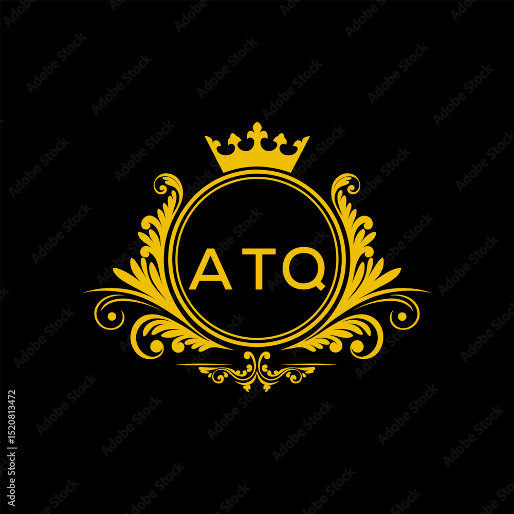 Naklejka premium Initial ATQ Letter Linked Logo for business and company identity. Modern ATQ Letter Logo Vector Template with modern trendy golden logo. 