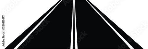 Perspective view of road going far away. Empty highway with marking stretching into distance. Travelling, trip, forward movement, future concept. Vector flat illustration.