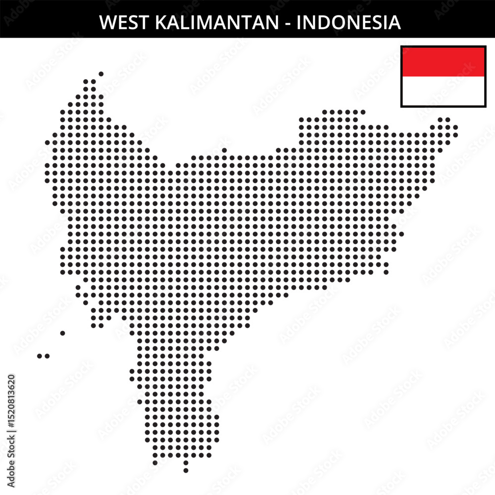 Obraz premium Medium dots map of west-kalimantan in Indonesia