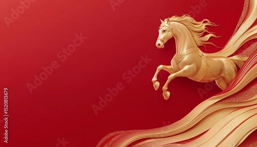 luxury red and gold chinese horse new year background,  2026 new year 