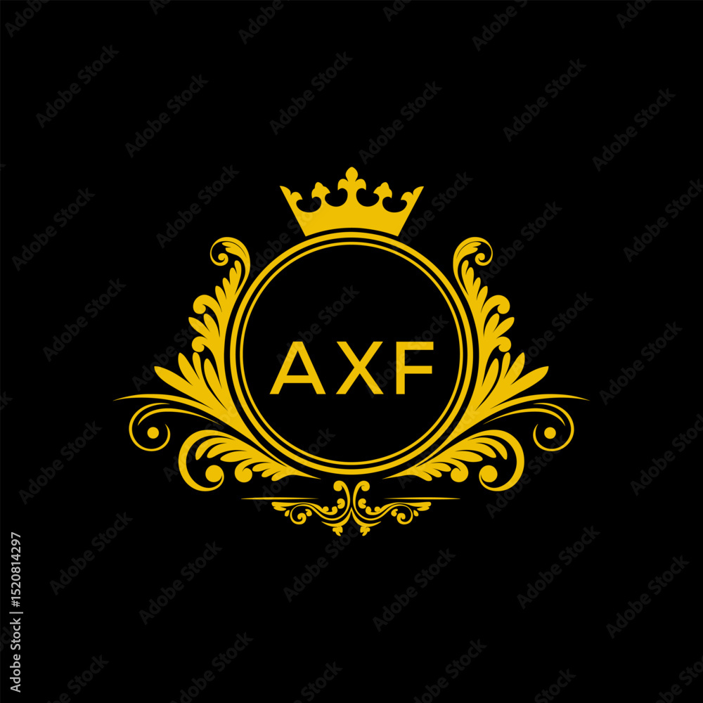 Fototapeta premium Initial AXF Letter Linked Logo for business and company identity. Modern AXF Letter Logo Vector Template with modern trendy golden logo. 