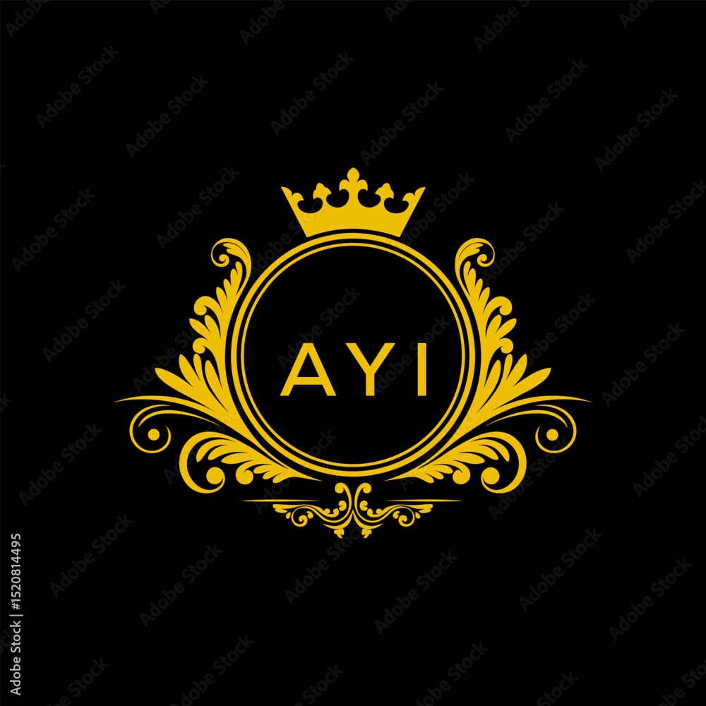 Naklejka premium Initial AYI Letter Linked Logo for business and company identity. Modern AYI Letter Logo Vector Template with modern trendy golden logo. 