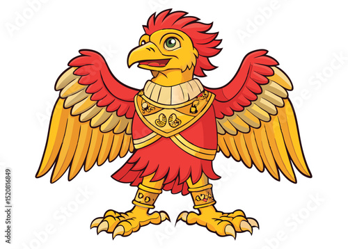 Vector illustration of a Ornate mythical bird emblem.
