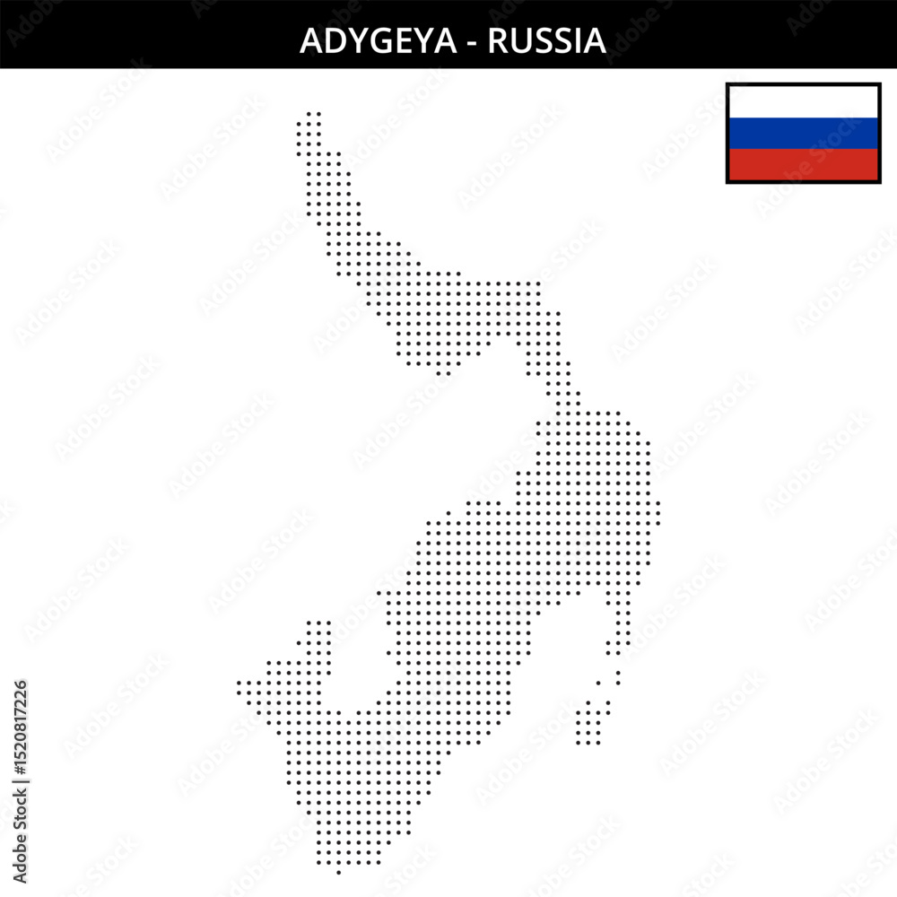 Obraz premium Small dots map of Adygeya in Russia