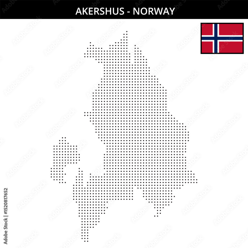 Obraz premium Small dots map of akershus in Norway