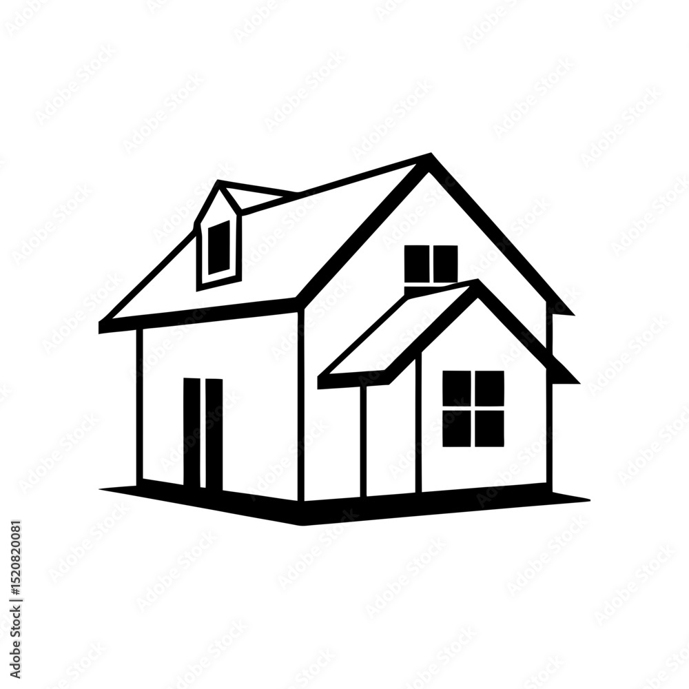 Two Story House Silhouette Vector Clean and Geometric Two Story House Silhouette Vector Clean and Geometric