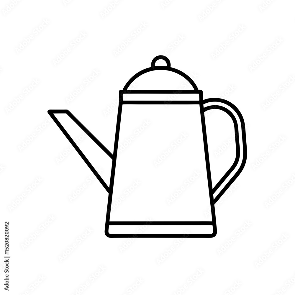 Fototapeta premium Unbranded Metal Watering Kettle Icon in Outline Vector