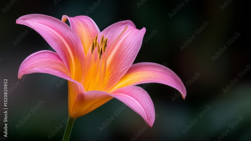Fototapeta premium Vibrant Pink and Orange Flower in Natural Green Background