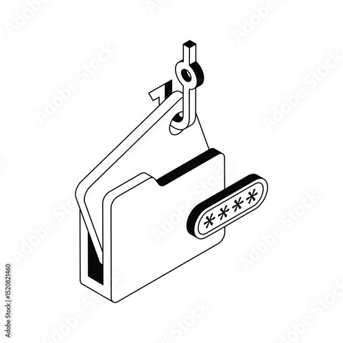 Visually appealing isometric icon warning about data phishing scam