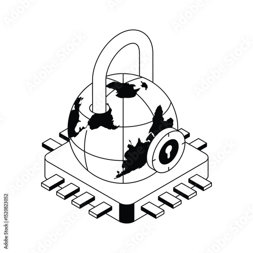 An isometric icon highlighting safe and secure browser usage