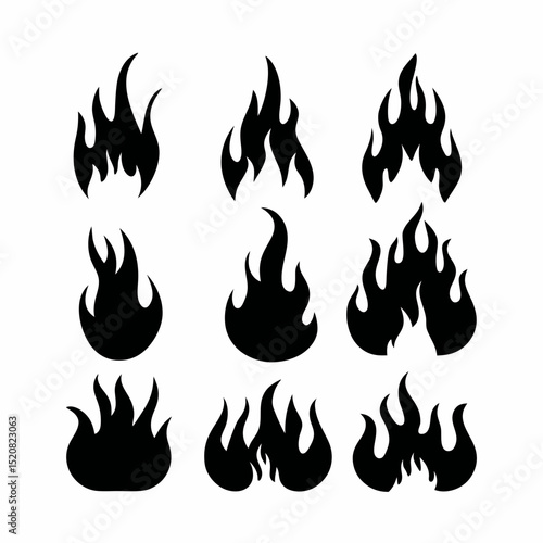 Sat of fire silhouettes 