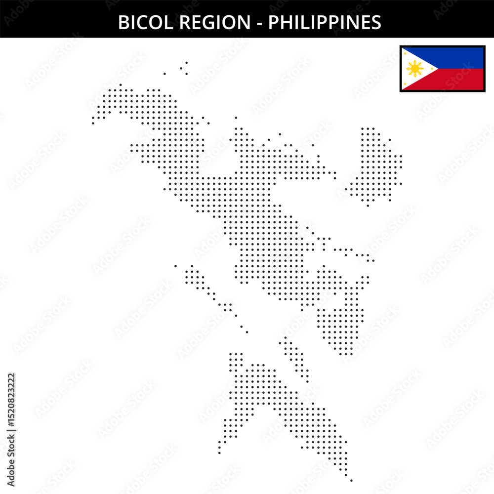 Obraz premium Small dots map of bicol-region in Philippines