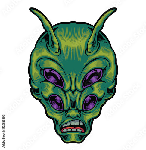Weird Alien head logo vector illustration