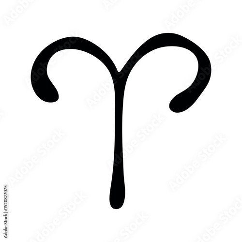 Hand drawn aries zodiac sign Esoteric symbol doodle Astrology clipart Element for design