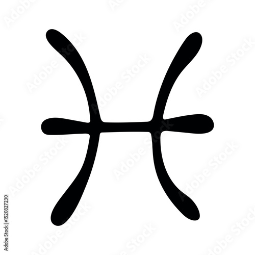 Hand drawn pisces zodiac sign Esoteric symbol doodle Astrology clipart Element for design