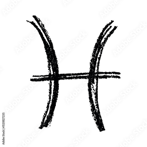 Hand drawn pisces zodiac sign Esoteric symbol doodle Astrology clipart Element for design