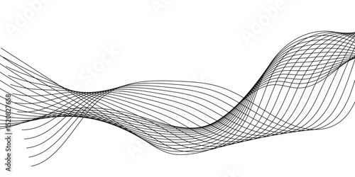 Abstract black background with a glowing abstract waves. Abstract wave element for design. Digital frequency track equalizer, Futuristic background design. Long exposure, Light painting photography.