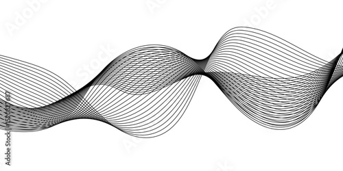 Abstract black background with a glowing abstract waves. Abstract wave element for design. Digital frequency track equalizer, Futuristic background design. Long exposure, Light painting photography.
