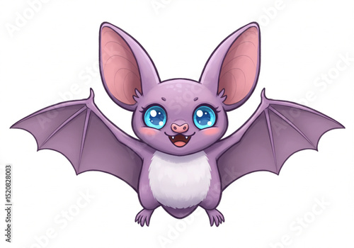 Cute Cartoon Bat: Perfect for Halloween Designs & Children's Illustrations isolated on white  background
