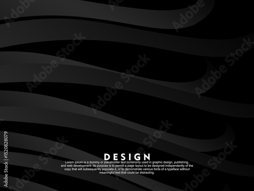 Abstract futuristic dark black background with wave design. Realistic 3d wallpaper with luxurious flowing lines. Perfect background for posters, websites, brochures, banners, applications, etc.	
