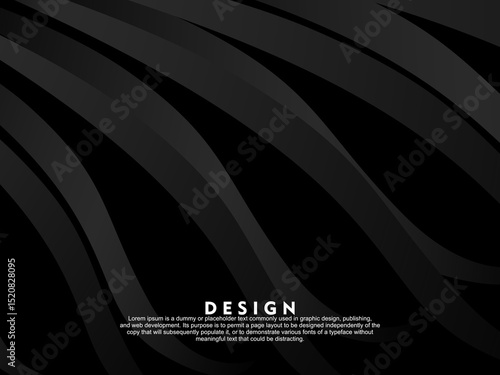 Abstract futuristic dark black background with wave design. Realistic 3d wallpaper with luxurious flowing lines. Perfect background for posters, websites, brochures, banners, applications, etc.	
