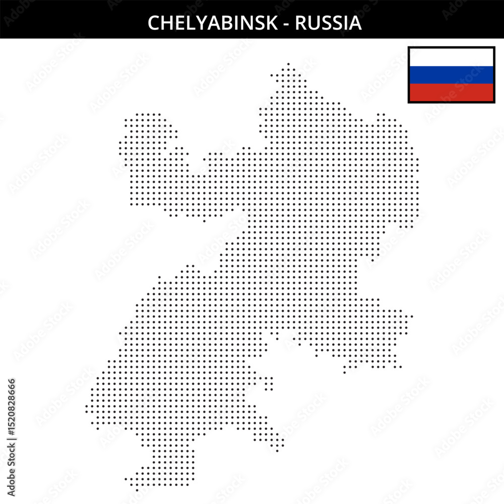 Obraz premium Small dots map of Chelyabinsk in Russia