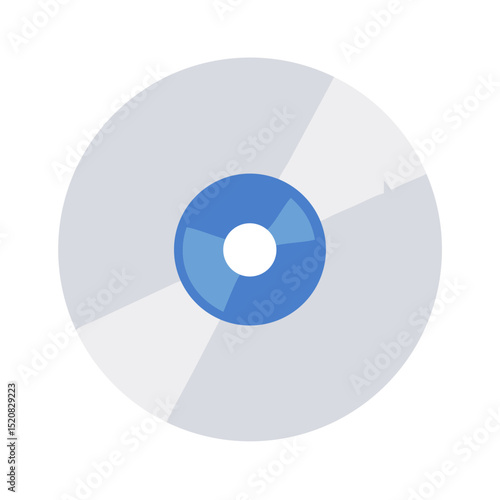 Blue and white CD disk icon in flat style